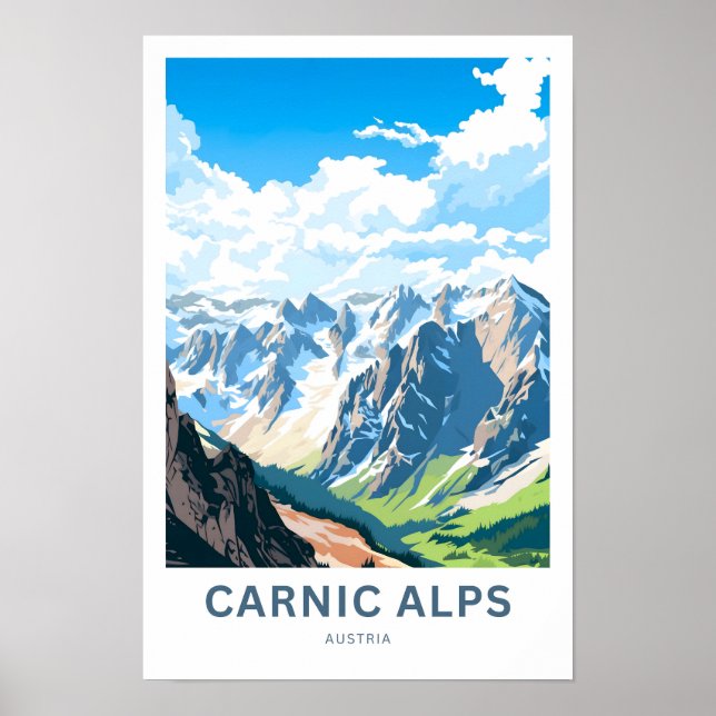 Carnic Alpernas Austria Travel Print Poster (Framsidan)