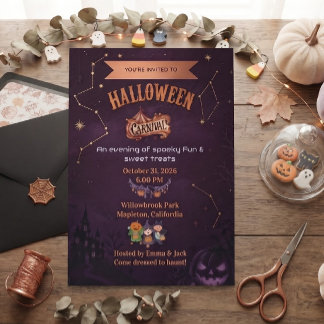 Carnival After Dark Fright & Delight Halloween Inbjudningar