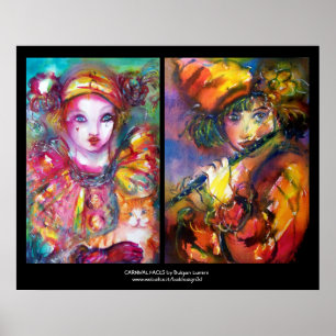 CARNIVAL ANSIKTE Venetian Masquerad ,Flutist Piero Poster