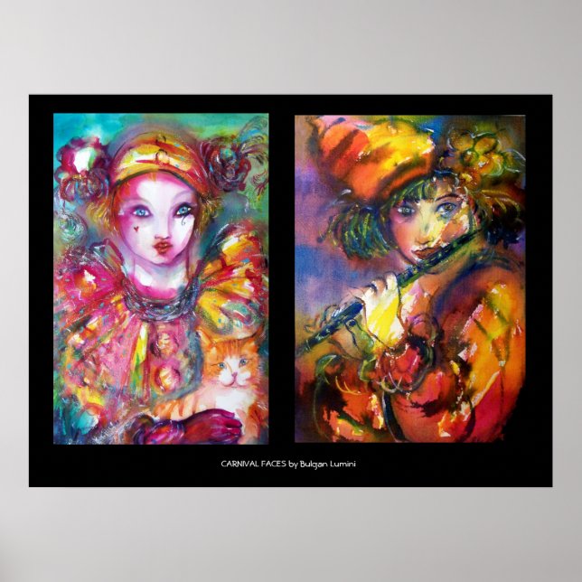 CARNIVAL ANSIKTEN Venetiansk maskerad, Flöjtspelar Poster (Framsidan)