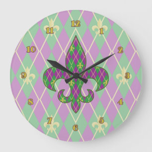 Carnival Argyle Clock Stor Klocka