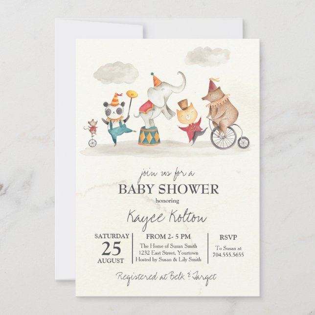 Carnival Baby Shower, vintage carnival Inbjudningar (Framsida)