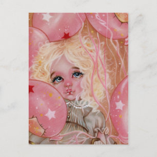 Carnival Balloons Rosa Little Girl Postcard Vykort