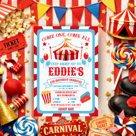 Carnival Birthday Invitation, Circus Invitation  Inbjudningar