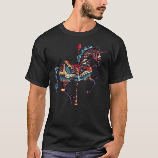 Carnival Carousel Horse Carousel Unicorn (2) T Shirt (Framsida)