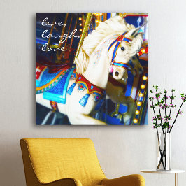 Carnival Carousel Horse Photo Live Laugh Kärlek Canvastryck