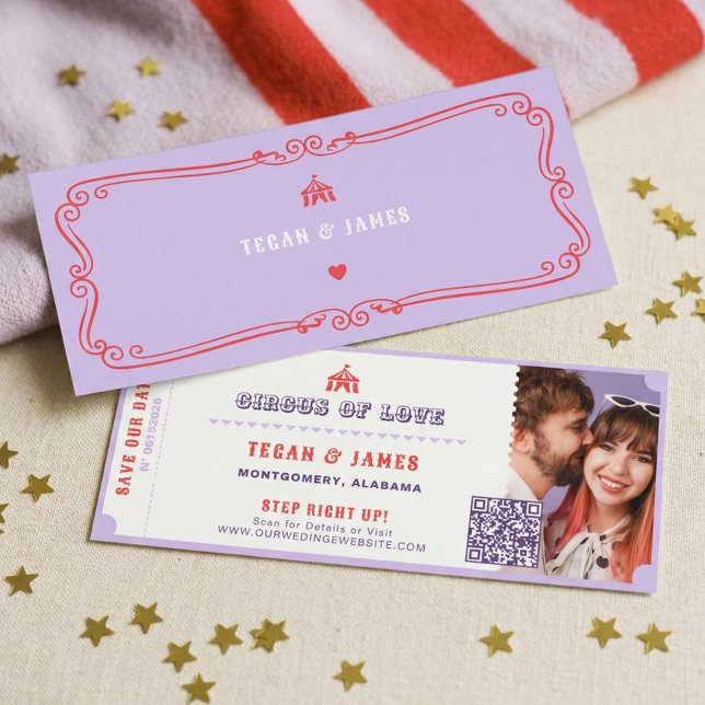 Carnival Circus Amusement Park Save The Date Photo Inbjudningar (Carnival Circus Amusement Park Save The Date Photo Invitation)