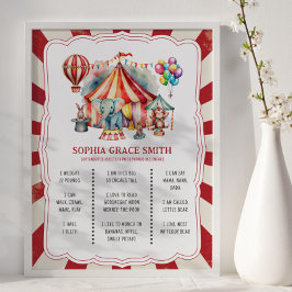 Carnival Circus Animals Birthday Milestone Board Poster