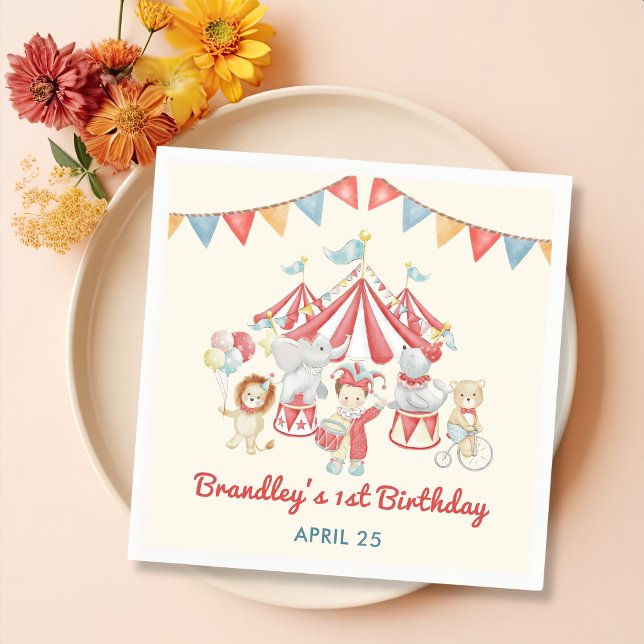 Carnival Circus & Animals Festival Birthday Napkin Pappersservett (Skapare uppladdad)