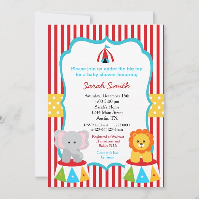 Carnival Circus Baby Shower-inbjudningar Inbjudningar (Framsida)