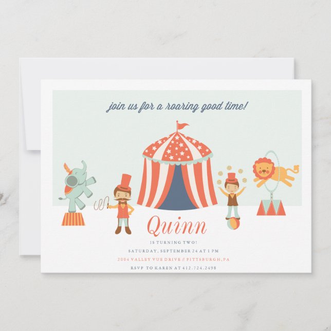 CARNIVAL CIRCUS BARNS FÖDELSEDAG INVITATION inbjud Inbjudningar (Framsida)