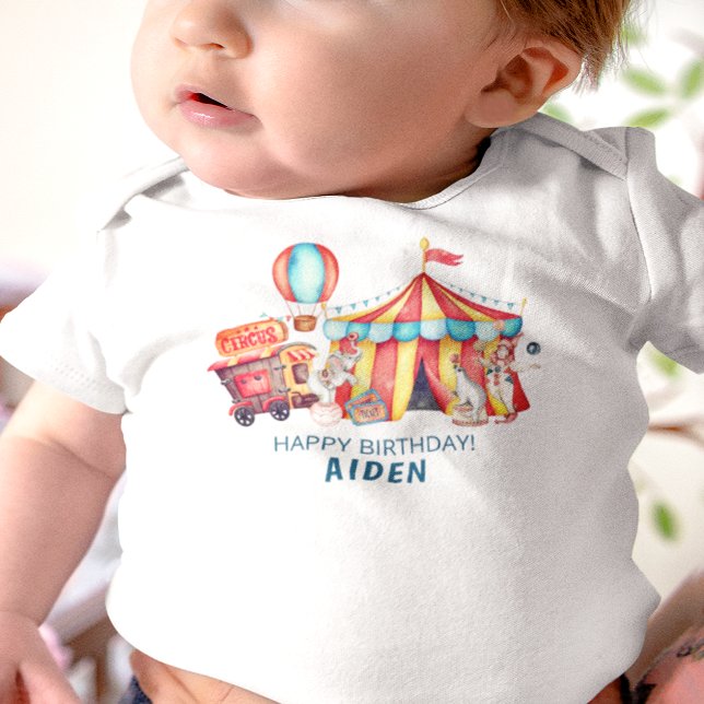 Carnival Circus Big Top Blå Födelsedag T Shirt (Skapare uppladdad)