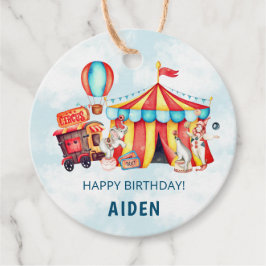 Carnival Circus Big Top Blue Birthday Gåvor Etiketter