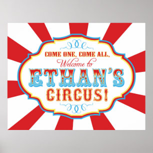 Carnival Circus Birthday Banner Ethan ANPASSNINGSB Poster
