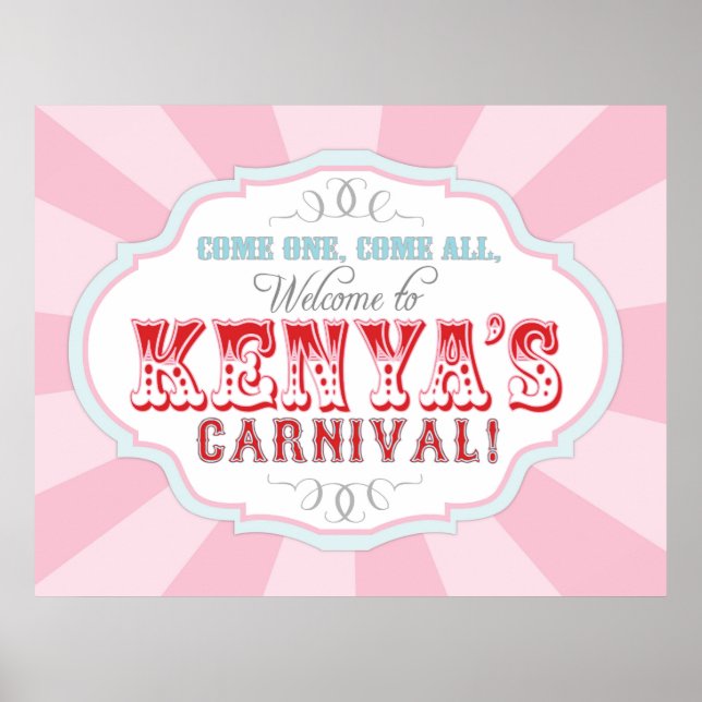 Carnival Circus Birthday Banner for Kenya ANPASSNI Poster (Framsidan)