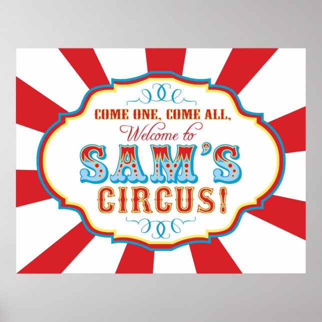 Carnival Circus Birthday Banner for Sam ANPASSNING Poster (Framsidan)