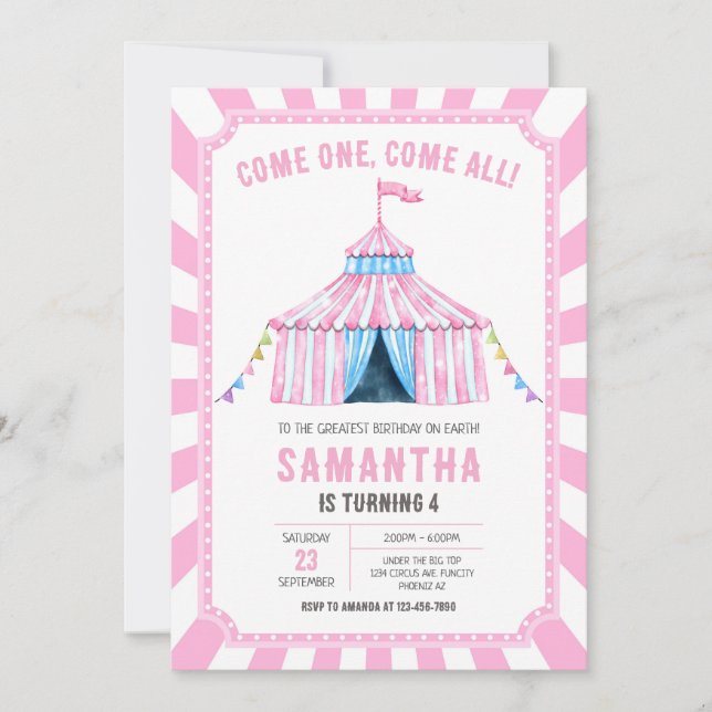 Carnival Circus Birthday Invitation Inbjudningar (Framsida)