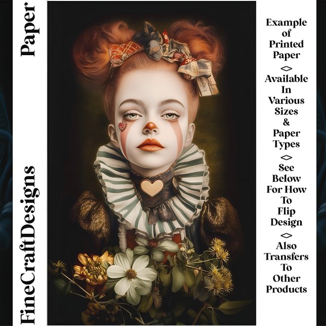 Carnival Circus Clown Girl CN3 Scrapbook Papper (Skapare uppladdad)