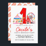 Carnival Circus Fair Party Kid 1:a födelsedag Inbjudningar<br><div class="desc">Modern Circus Carnival-festival Visa kallelse på födelsedagen</div>