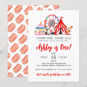Carnival Circus Fair Show Party Kid Birthday Inbjudningar