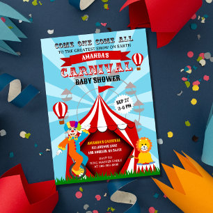 Carnival Circus Festival Baby Shower Inbjudningar
