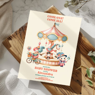 Carnival Circus Festival Baby Shower Inbjudningar