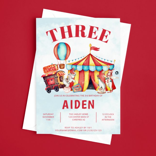 Carnival Circus Festival Barn 3:e födelsedag Inbjudningar (Skapare uppladdad)