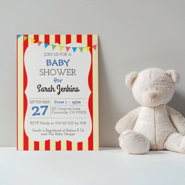 Carnival Circus Rand Baby Shower-inbjudan Inbjudningar (Skapare uppladdad)