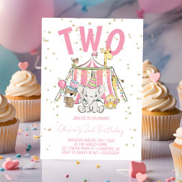 Carnival Circus Rosa 2-årsdag  Inbjudningar