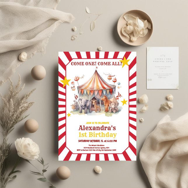 Carnival Circus Show & Animals Birthday Inbjudningar (Skapare uppladdad)