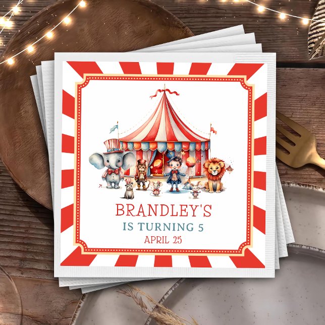 Carnival Circus Show & Animals Birthday Napkin Pappersservett (Skapare uppladdad)