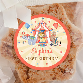 Carnival Circus Show & Animals Birthday Runt Klistermärke