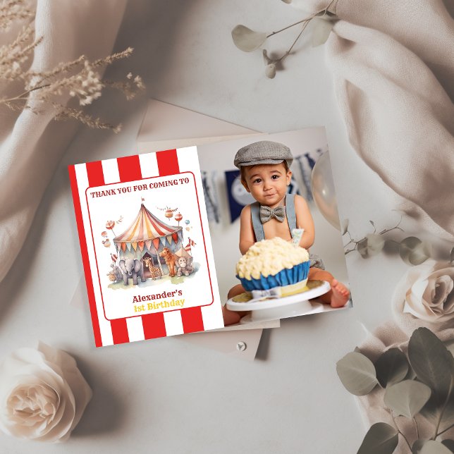 Carnival Circus Show & Animals Birthday Tack Kort (Skapare uppladdad)