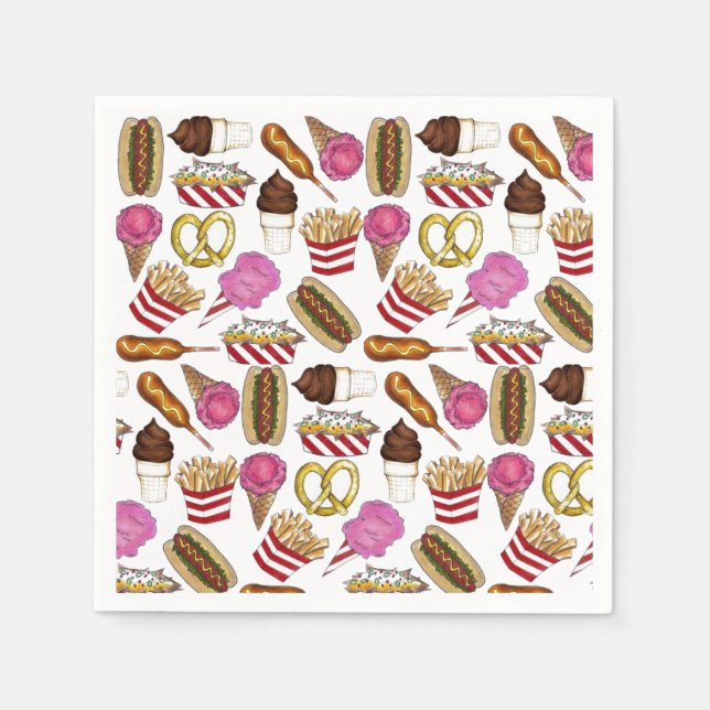 Carnival Circus State Fair Mat Födelsedagsfest Pappersservett (Framsidan)