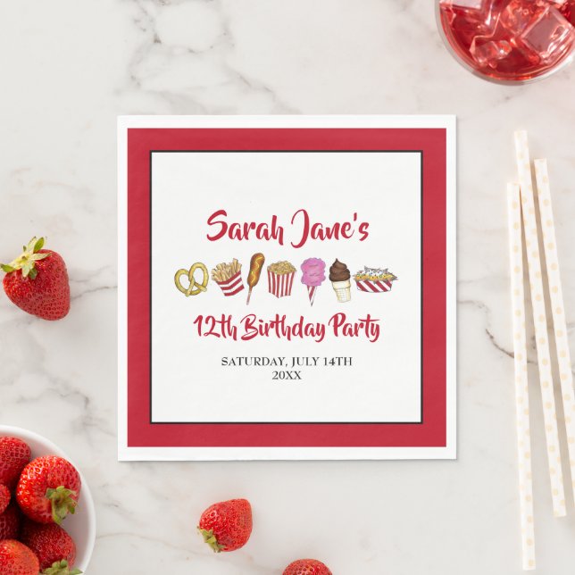 Carnival Circus State Fair Mat Födelsedagsfest Pappersservett (Insitu)