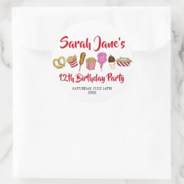 Carnival Circus State Fair Mat Födelsedagsfest Runt Klistermärke