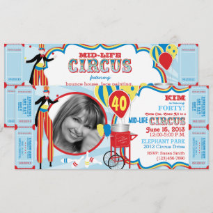 Carnival Circus Stilt Walker Birthday Inbjudningar