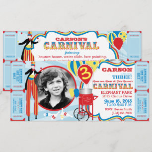 Carnival Circus Stilt Walker Birthday Inbjudningar