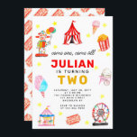 Carnival Circus Tält Clown Popcorn Kid Birthday Inbjudningar<br><div class="desc">Modern Circus Carnival-festival Visa kallelse på födelsedagen</div>
