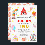 Carnival Circus Tält Clown Popcorn Kid Birthday Inbjudningar<br><div class="desc">Modern Circus Carnival-festival Visa kallelse på födelsedagen</div>