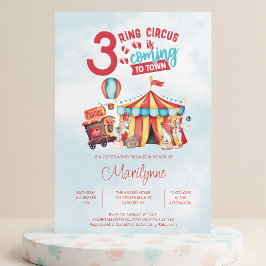 Carnival Circus Trillingarnas Babyfest Inbjudningar