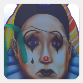 Carnival Clown Design Fyrkantigt Klistermärke