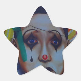 Carnival Clown Design Stjärnformat Klistermärke
