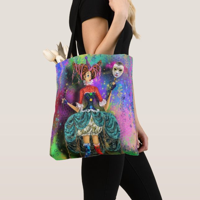 Carnival Clown Joker Jester Tote Bag Tygkasse (Närbild)