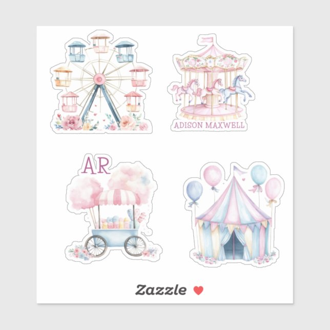 Carnival Cute Birthday Budget Monogram Klistermärken (Ark)