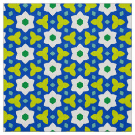 CARNIVAL - Cute Flowers on Blue Geometric Blommigt Tyg