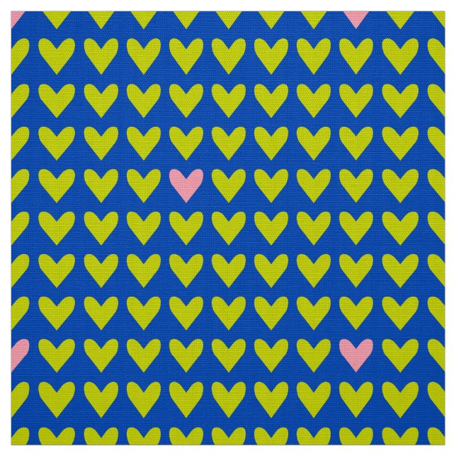 CARNIVAL - Cute Grönt Valentine Hjärtar på Mod Blu Tyg (Prov)