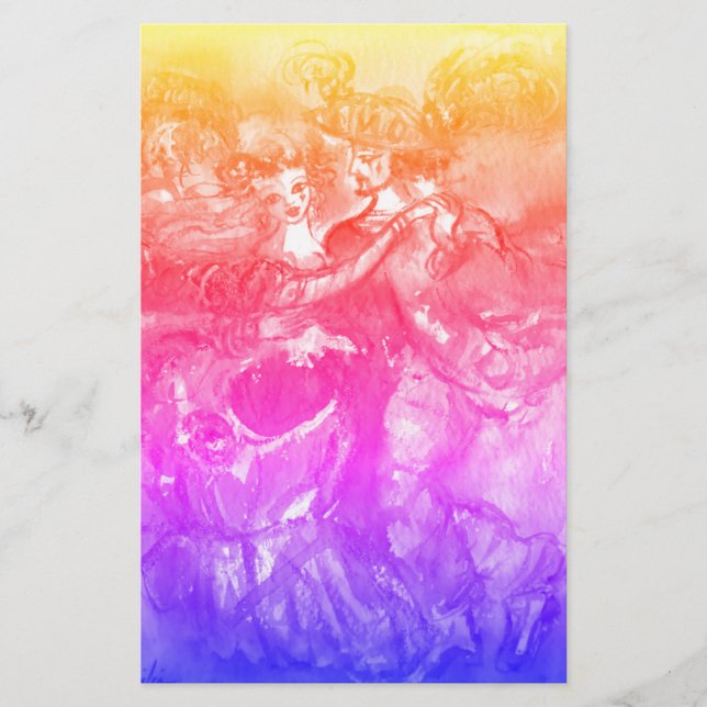 CARNIVAL DANCE Masquerade Dancers Pink Yellow Blue Brevpapper (Framsida)