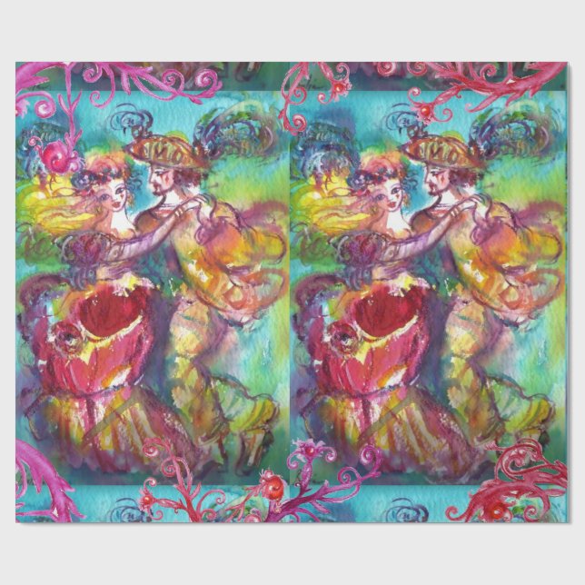 CARNIVAL DANCE,RED LILA BLOMMIGT SWIRIRL PRESENTPAPPER (Platt)