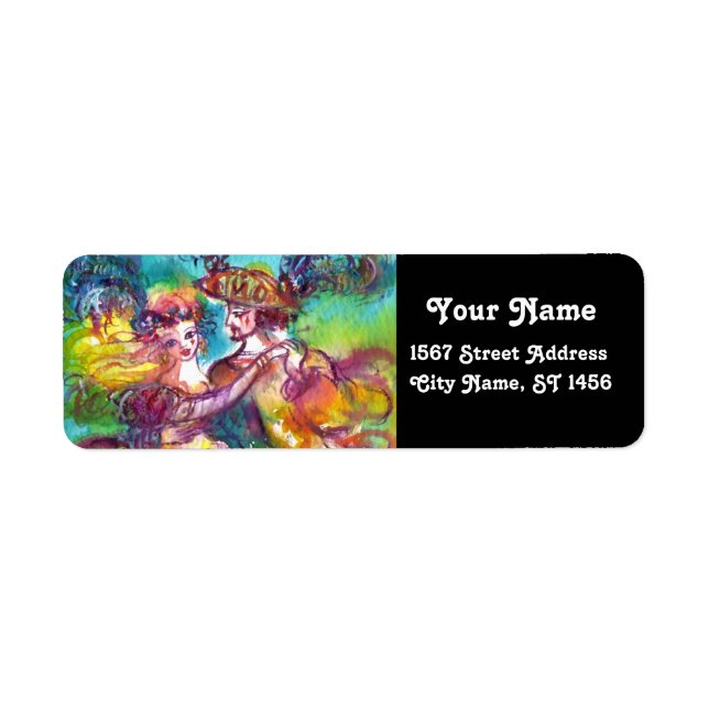 CARNIVAL DANCE Venetian Masqueradancers Returadress Etikett (Framsidan)